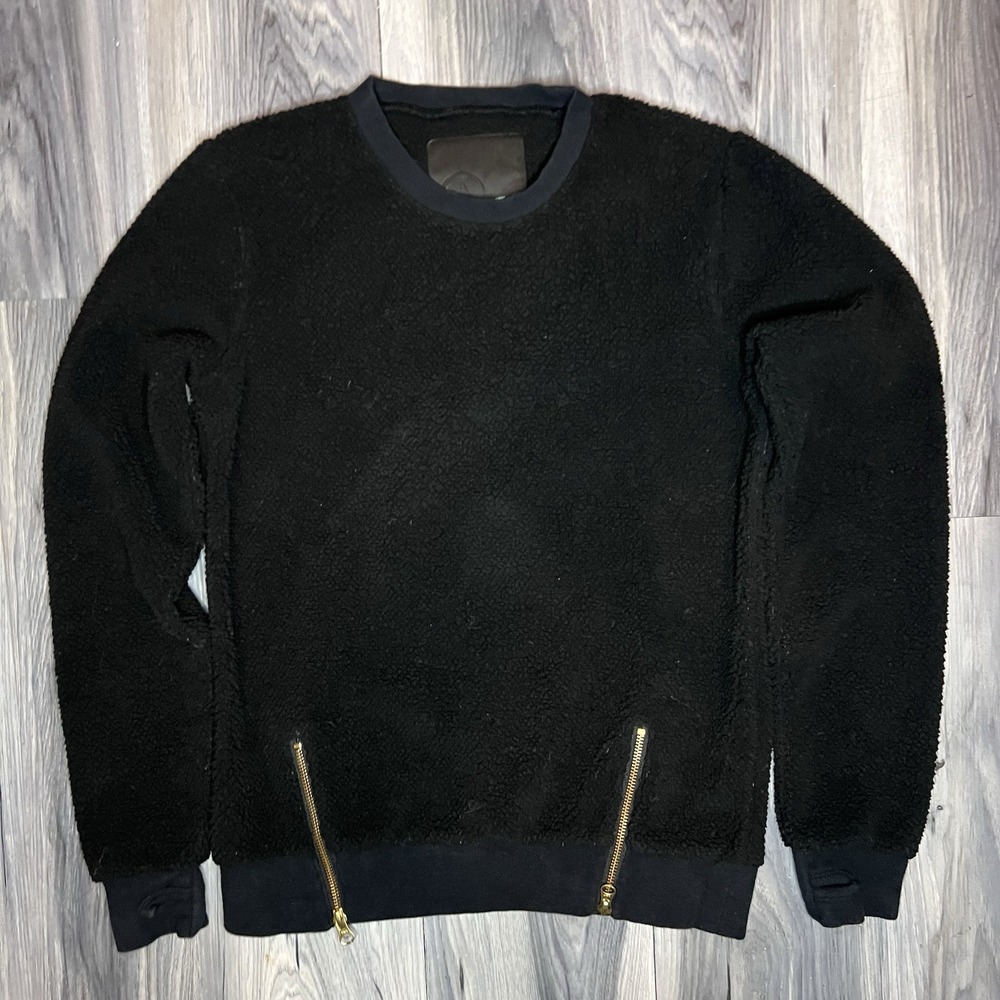 Volcom Pullover Sherpa Jacket Sweater Women S Sweatshirt Black Accent Zippers